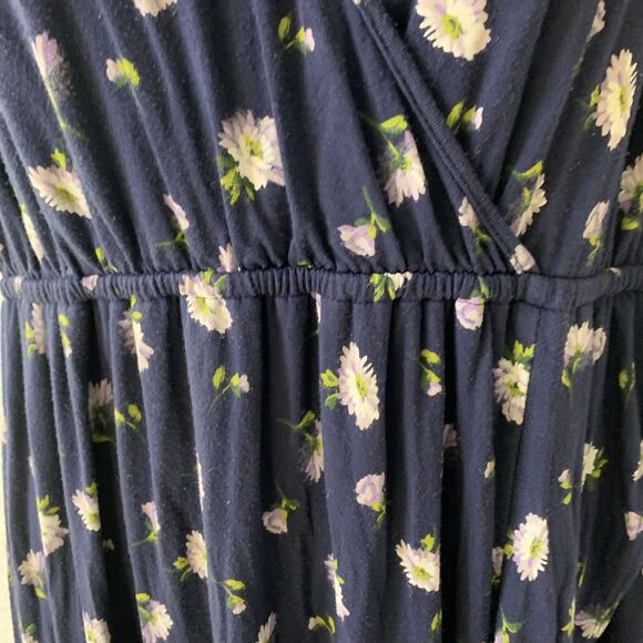 Isabel Maternity Maxi Dress Women's Flutter Short Sleeve Navy Blue Floral Large - Picture 9 of 15